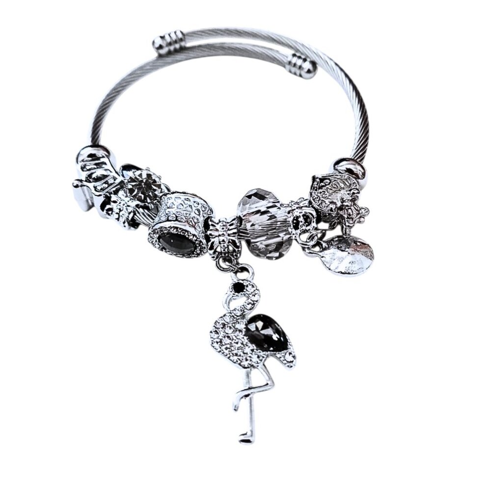 Adjustable Swan Charm Bracelet Inspired by Pandora – Charms Silver – Stainless S